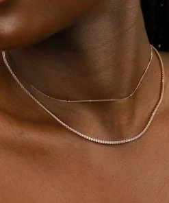 Astrid & Miyu Tennis Chain Necklace In Rose Gold