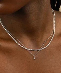 Astrid & Miyu Necklaces Tennis Chain Necklace In Silver 11 Astrid & Miyu Necklaces Tennis Chain Necklace In Silver