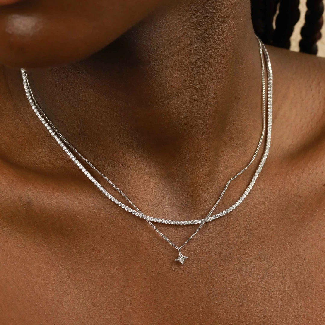 Astrid & Miyu Necklaces Tennis Chain Necklace In Silver 6 Astrid & Miyu Necklaces Tennis Chain Necklace In Silver