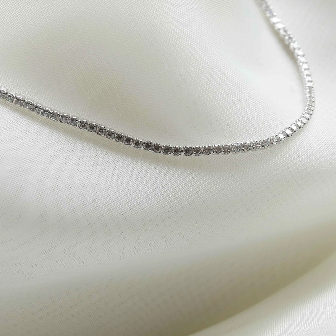 Astrid & Miyu Necklaces Tennis Chain Necklace In Silver 5 Astrid & Miyu Necklaces Tennis Chain Necklace In Silver