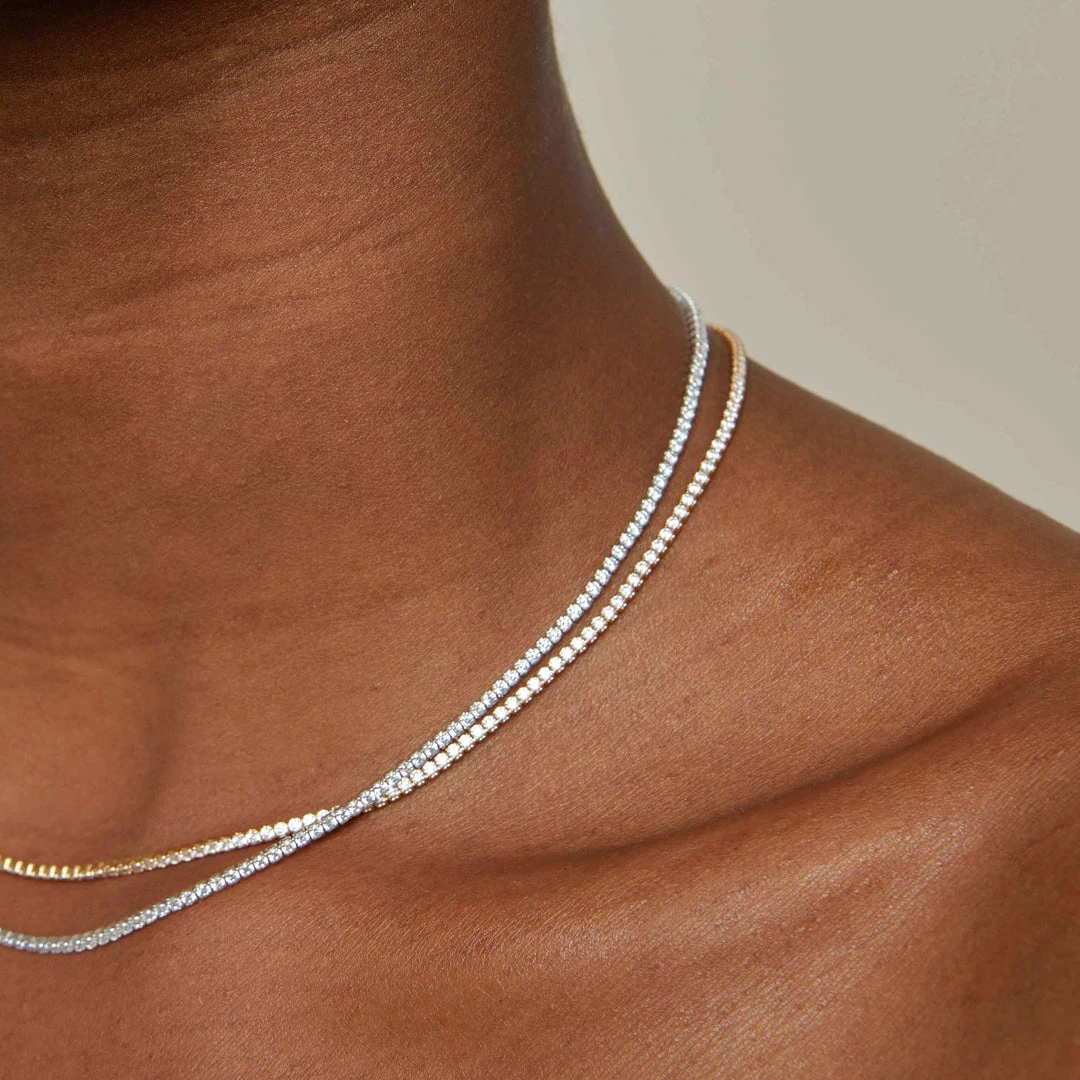 Astrid & Miyu Necklaces Tennis Chain Necklace In Silver 8 Astrid & Miyu Necklaces Tennis Chain Necklace In Silver