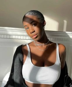 Astrid & Miyu Textured Oval Link T-Bar Necklace In Silver Necklaces