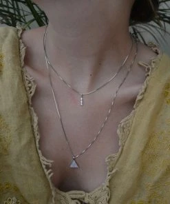 Astridandmiyu Sale Triangle & Enamel Necklace Charm In Silver