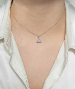 Astridandmiyu Sale Triangle & Enamel Necklace Charm In Silver