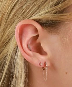 Astrid & Miyu Twilight Chain Huggies In Rose Gold Earrings