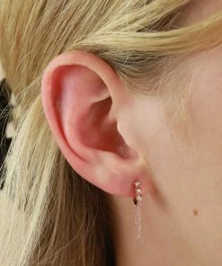 Astrid & Miyu Twilight Chain Huggies In Rose Gold Earrings