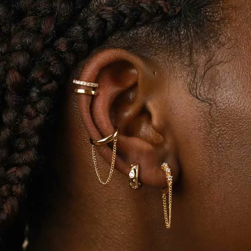 Astrid & Miyu Sale Gleam Bold Huggies In Gold 4 Astrid & Miyu Sale Gleam Bold Huggies In Gold