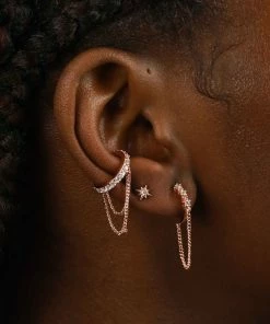 Astrid & Miyu Twilight Star Stud Earrings In Rose Gold