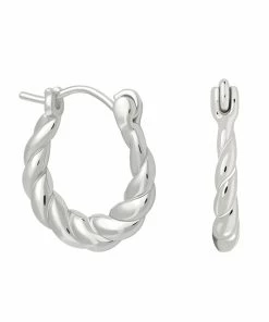 Astrid & Miyu Twisted Mini Hoops In Silver