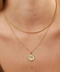 Astrid & Miyu Virgo Zodiac Pendant Necklace In Gold Zodiac Necklaces