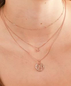 Astrid & Miyu Zodiac Necklaces Virgo Zodiac Pendant Necklace In Rose Gold