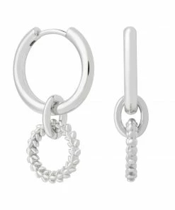 Astridandmiyu Sale Wreath Charm Hoops In Silver