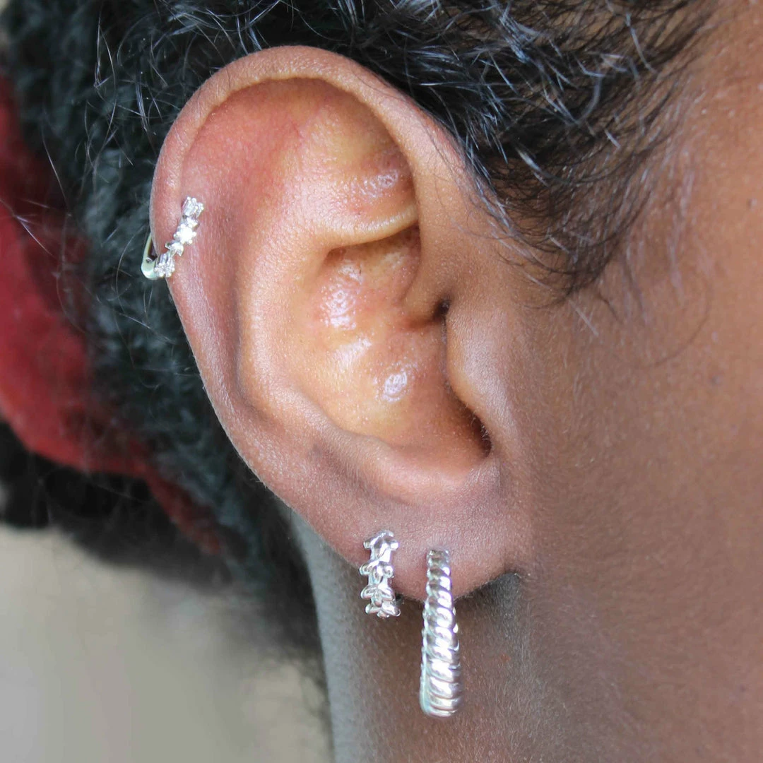 Astridandmiyu Wreath Huggies In Silver 4 Astridandmiyu Wreath Huggies In Silver